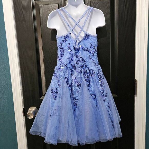 Weissman blue floral child medium pre owned EUC dance costume lyrical tap contem - Picture 6 of 9